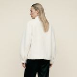 Wool Bomber Teddy Jacket Ivory Rose