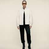 Wool Bomber Teddy Jacket Ivory Rose