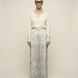 Butter Satin Pleated Pant Celeste Print