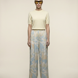 Butter Satin Pleated Pant Celeste Print