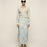 Butter Satin Bias Cut Skirt Celeste Print