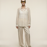Chiffon Stripe Button Down