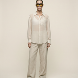 Chiffon Stripe Button Down