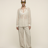 Chiffon Stripe Button Down