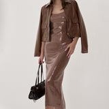 Stretch Sequin Dress Tawny