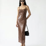 Stretch Sequin Dress Tawny