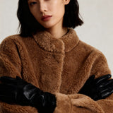 Wool Bomber Teddy Jacket Toffee