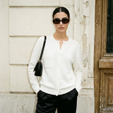 Cashmere Blend Button Sweater Ivory