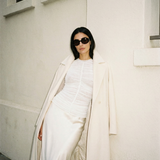 Mesh Gather Front Top Ivory