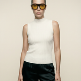 Ribbed Mock Neck Tank Ivory