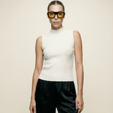 Ribbed Mock Neck Tank Ivory