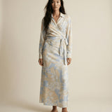 Chiffon Wrap Blouse Celeste Print
